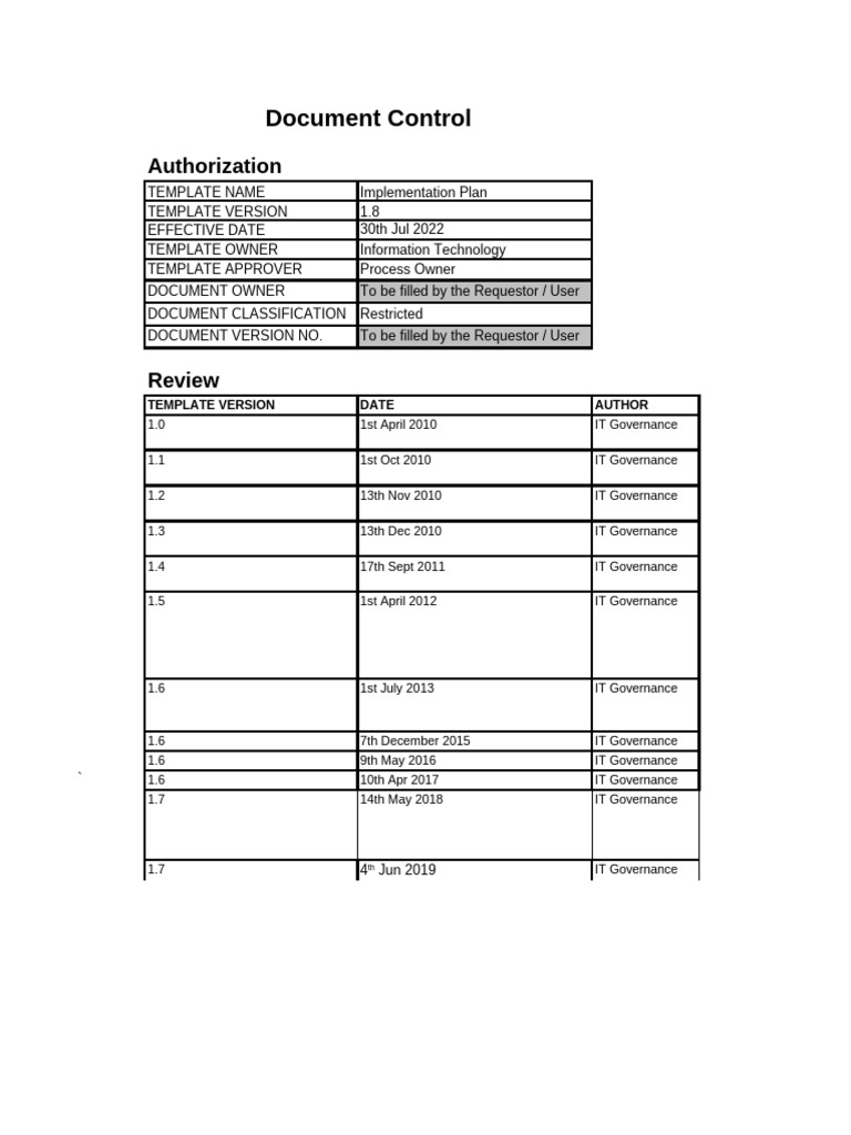 Implementation Plan Ver 1.8 | PDF