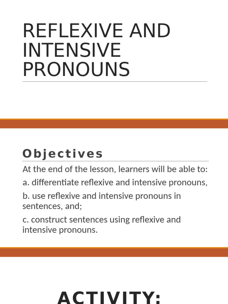 Reflexive and Intensive Pronouns | PDF