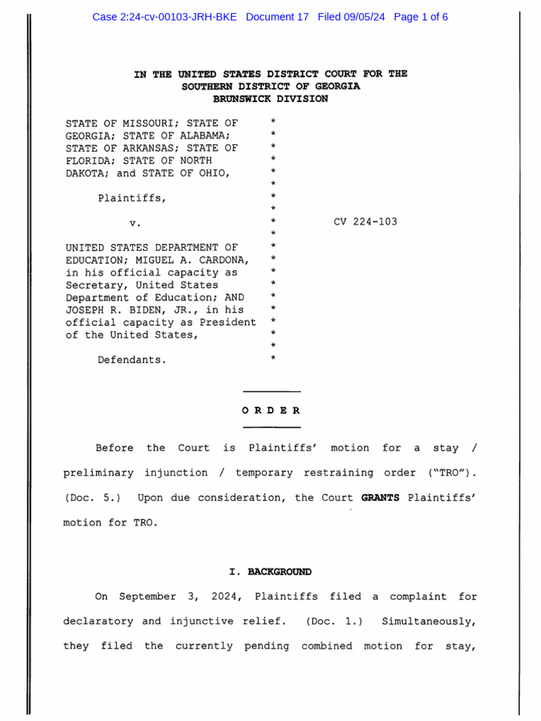 TRO James Randal Hall | PDF | Injunction | Public Law