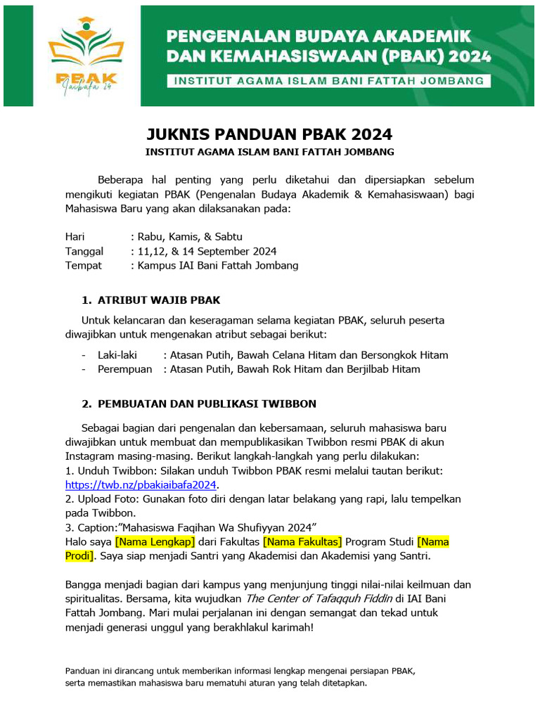 Juknis Panduan Pbak 2024 I | PDF