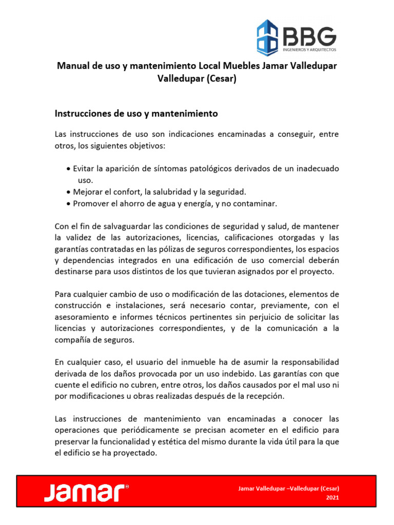 Manual de Uso y Mantenimiento Jamar | PDF | Cambiar | Hogar, jardinería ...