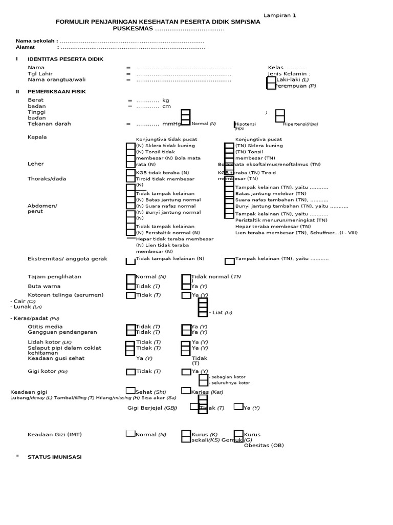 Form Penjaringan SMP dan SMA | PDF