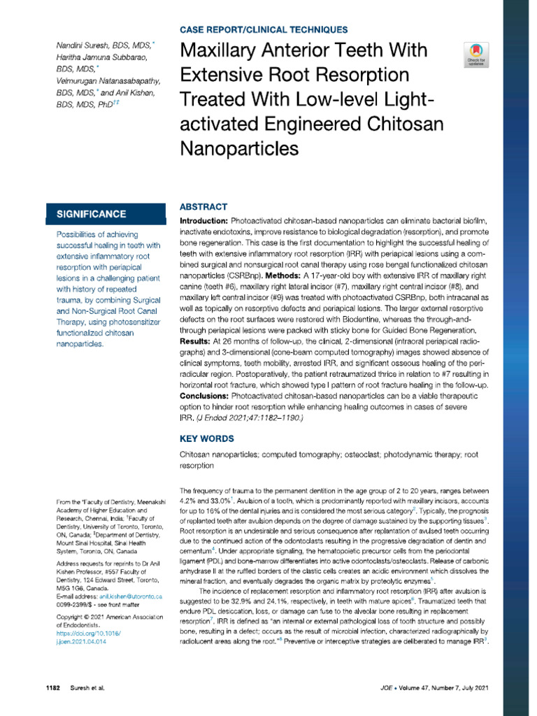 Histological Analysis Maxillary Anterior Teeth With Root Resorption PDF ...