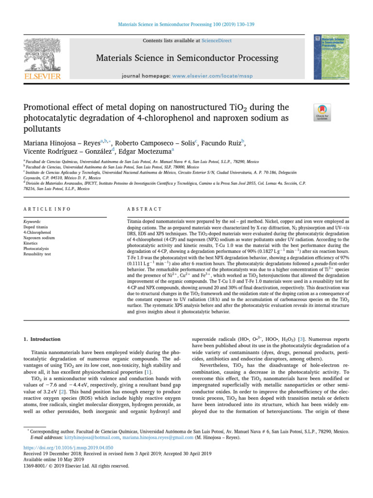 90 Promotional Effect of Metal Doping On Nanostructured TiO2 During The ...