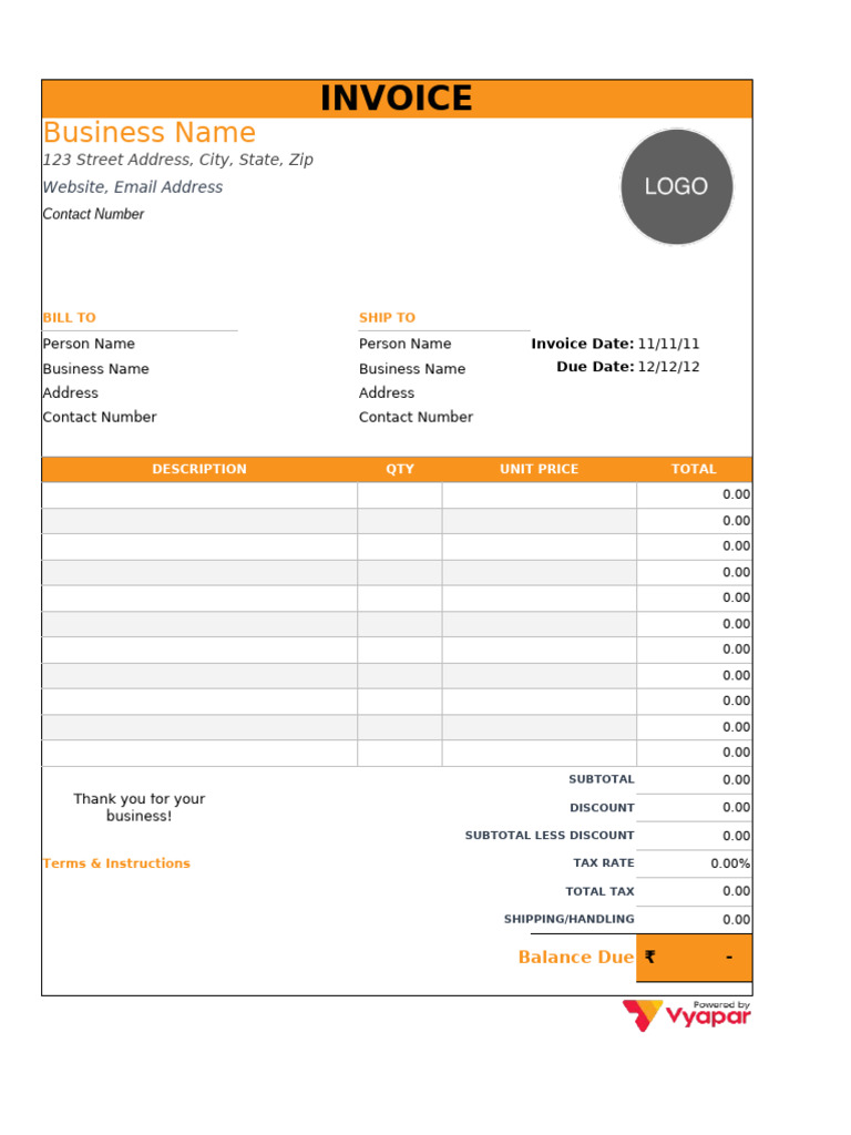 Invoice Format in Excel 09 | PDF