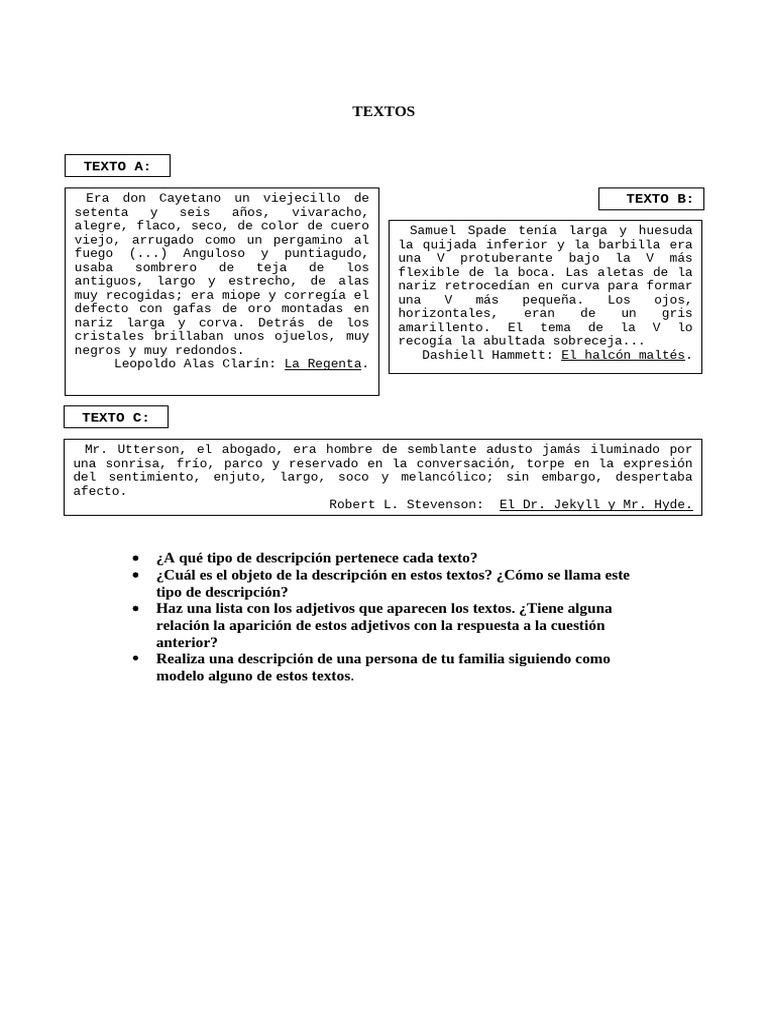Ejemplos de Textos Descriptivos | PDF