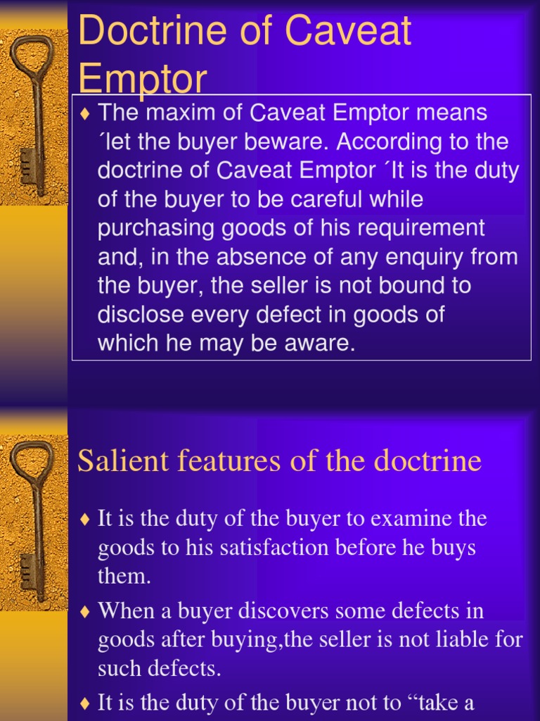 Doctrine Of Caveat Emptor And Caveat Venditor Civil Law Legal System 
