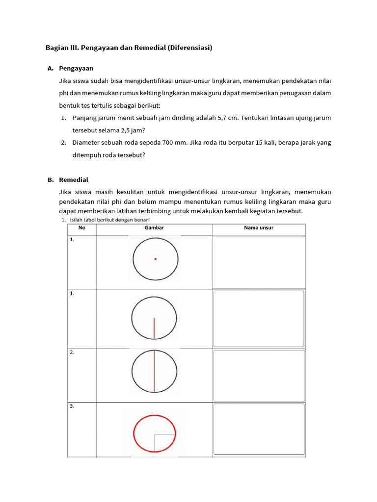 1 lembar pengayaan menemukan nilai phi dan rumus keliling lingkaran pdf