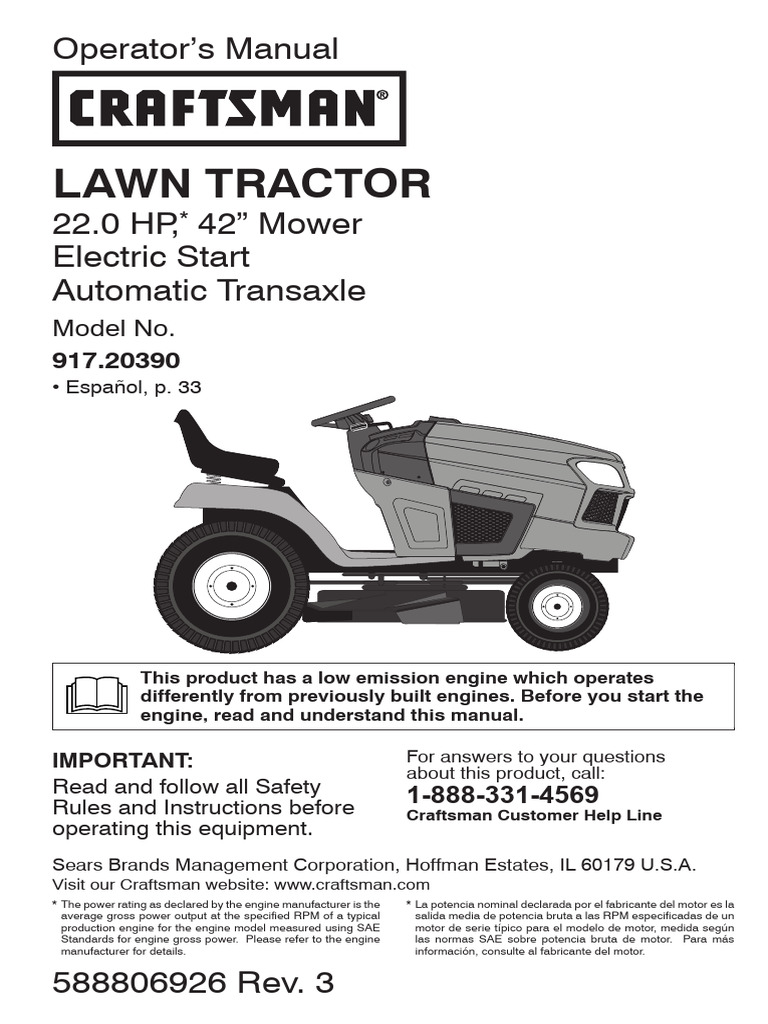 Craftsman Lawn Tractor Operator Manual | PDF | Tractor | Clutch