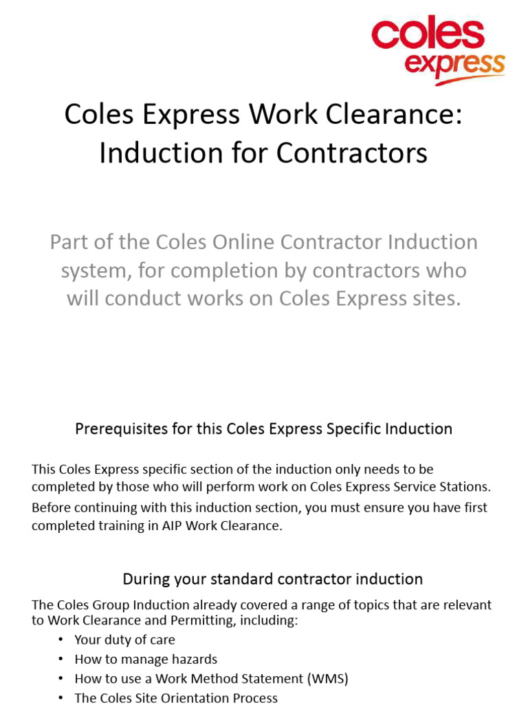 Coles Induction | PDF