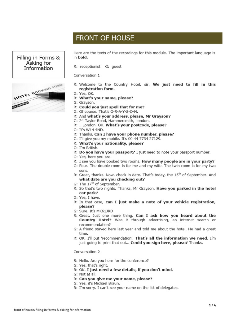 Filling in Forms Asking For Information Blank | PDF
