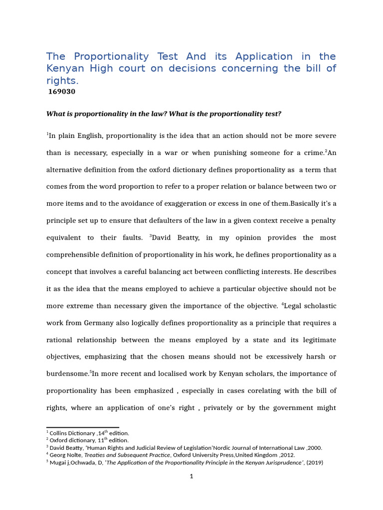 Proportionality Test in Kenyan Law | PDF | Defamation | Freedom Of Speech