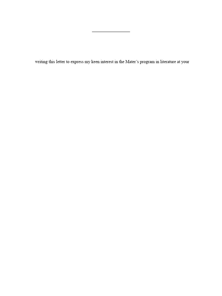 Letter of Motivation (Literature) | PDF