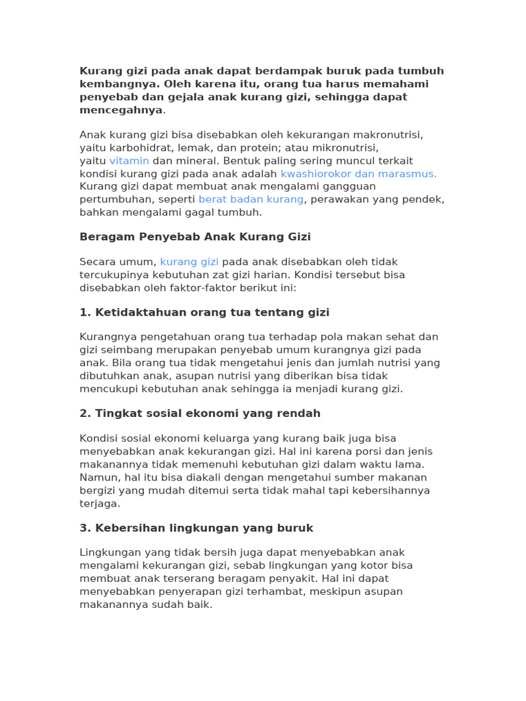 Kurang Gizi Pada Anak Pdf