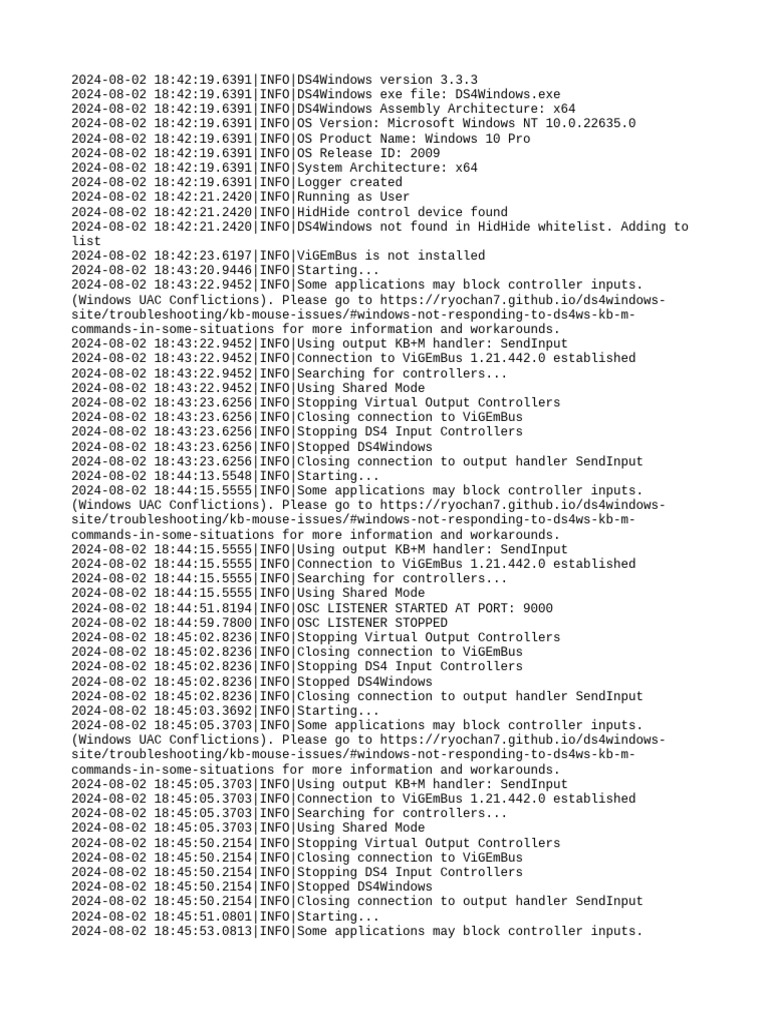 Ds4windows Log 20240802.2 | PDF