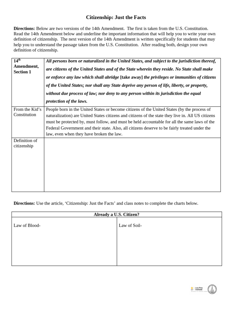 Handout 1  citizenship  Just the Facts Activity Sheet PDF Handout 1  citizenship  Just the Facts Activity Sheet PDF