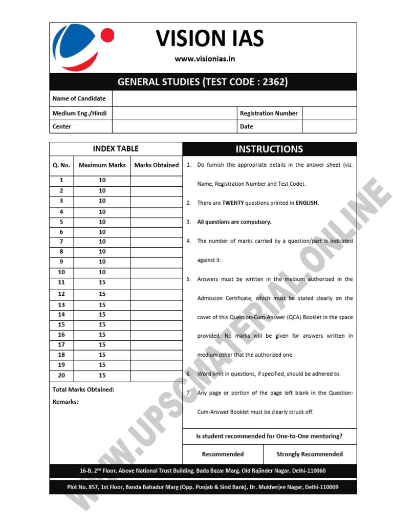 VISION IAS Mains 2024 Test 22 With Solution PDF