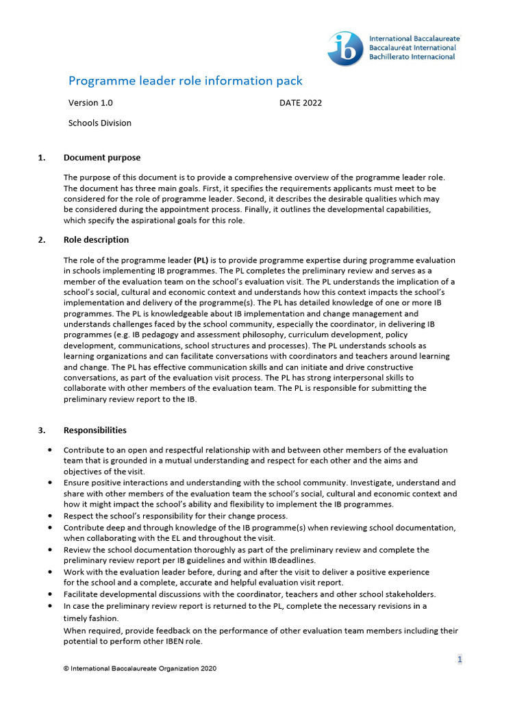 Programme Leader Role Pack - EN2022 | PDF