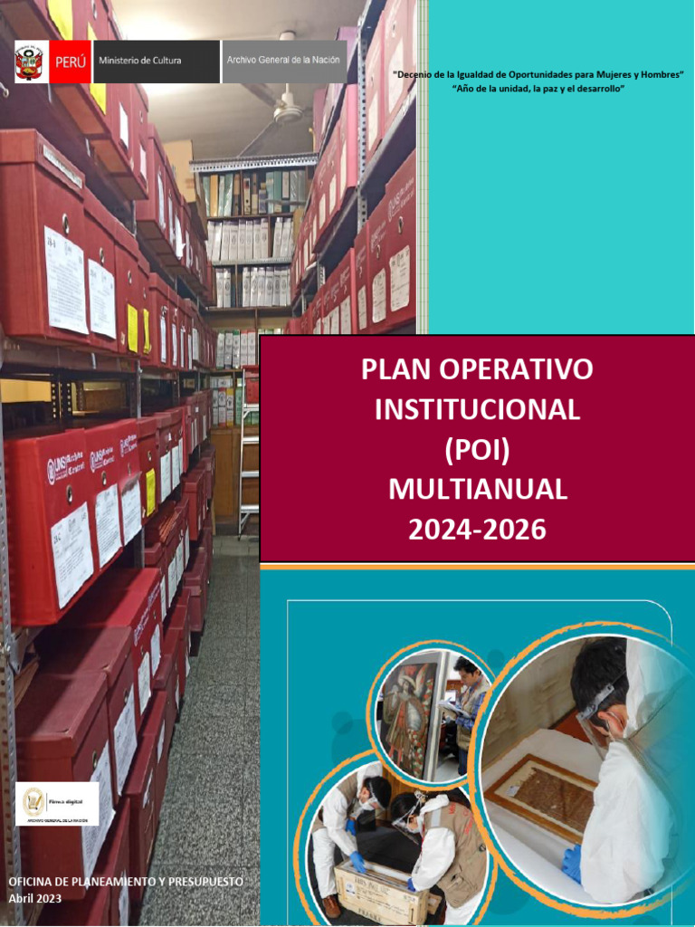 Plan Operativo Institucional (POI) Multianual 2024-2026 Del AGN | PDF
