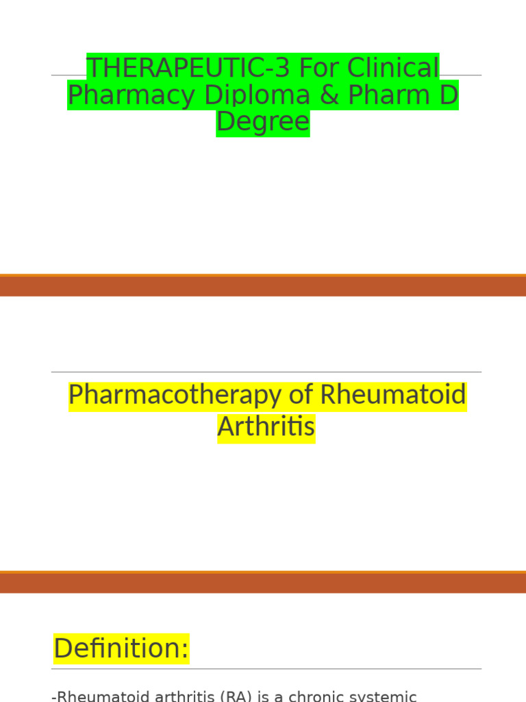 Rheumatoid Arthritis Slides | PDF