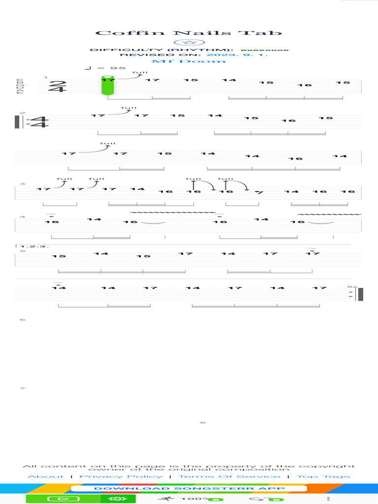 Coffin Nails Tab by Mf Doom Songsterr Tabs With Rhythm PDF