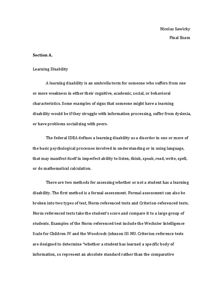 Special Needs Education Assessment Guide | PDF | Psychological ...