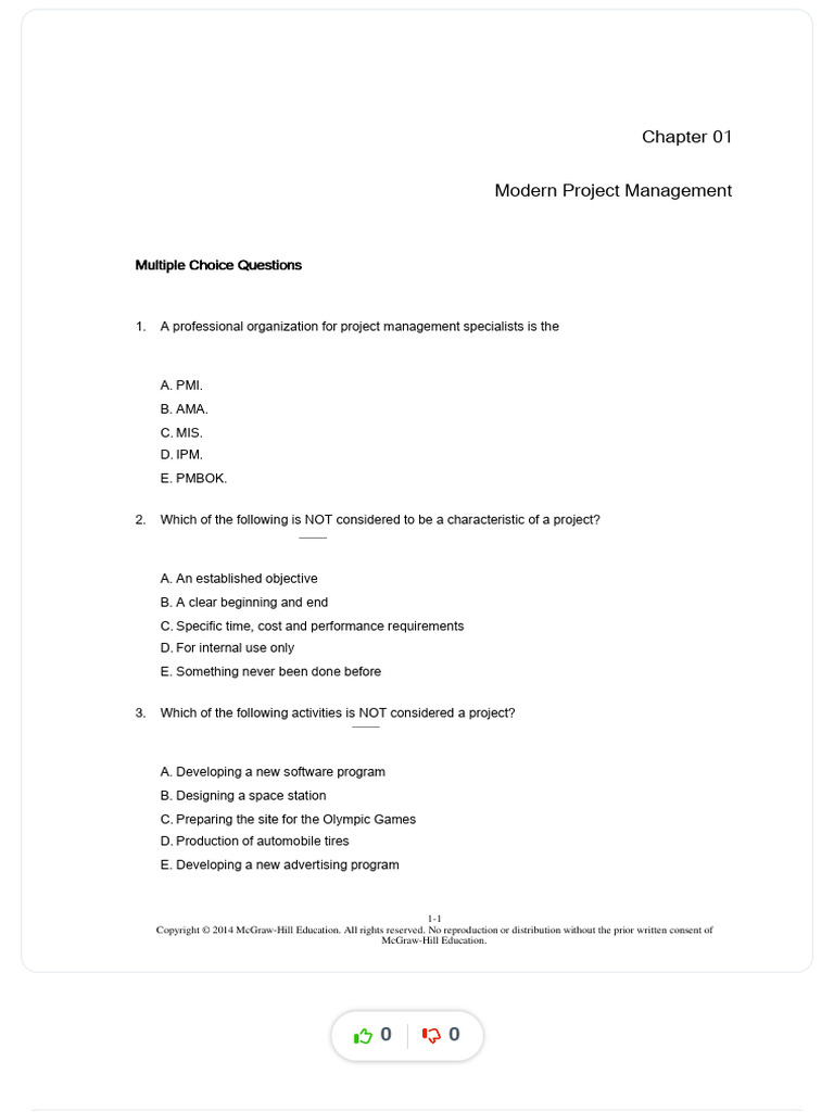 Ch1 Testbank Test Bank For Project Management Chapters Compress | PDF