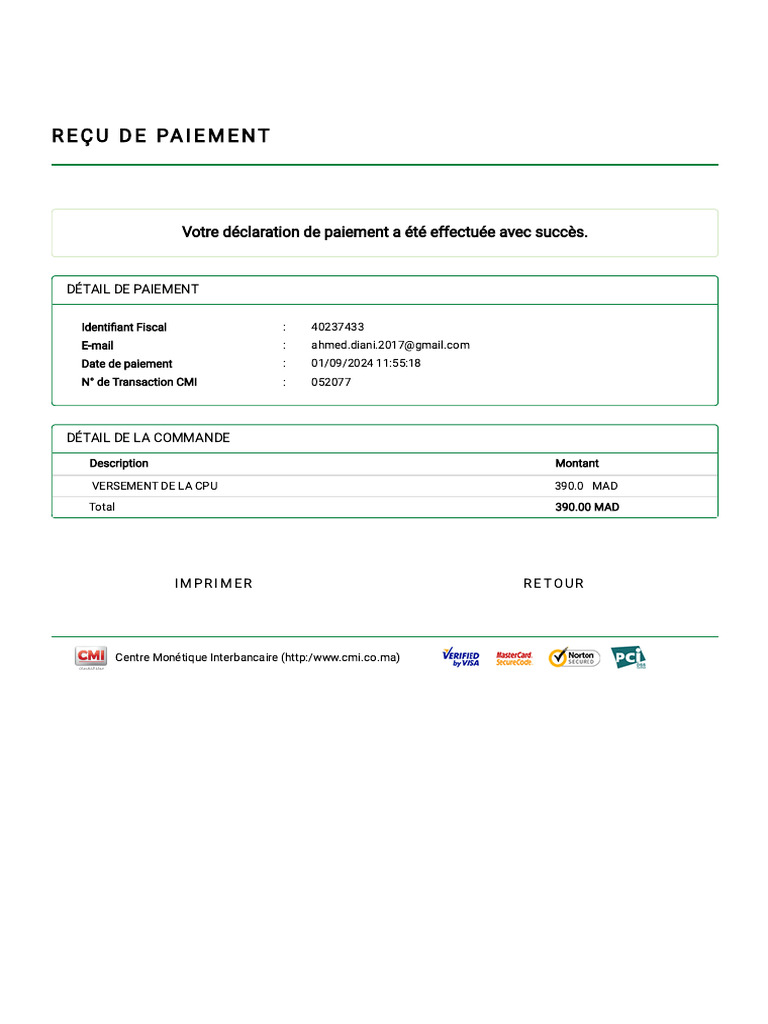 Reçu de Paiement 9 | PDF