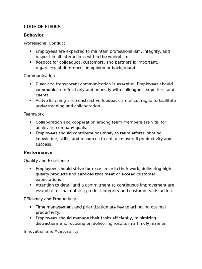 Code of Ethics | PDF
