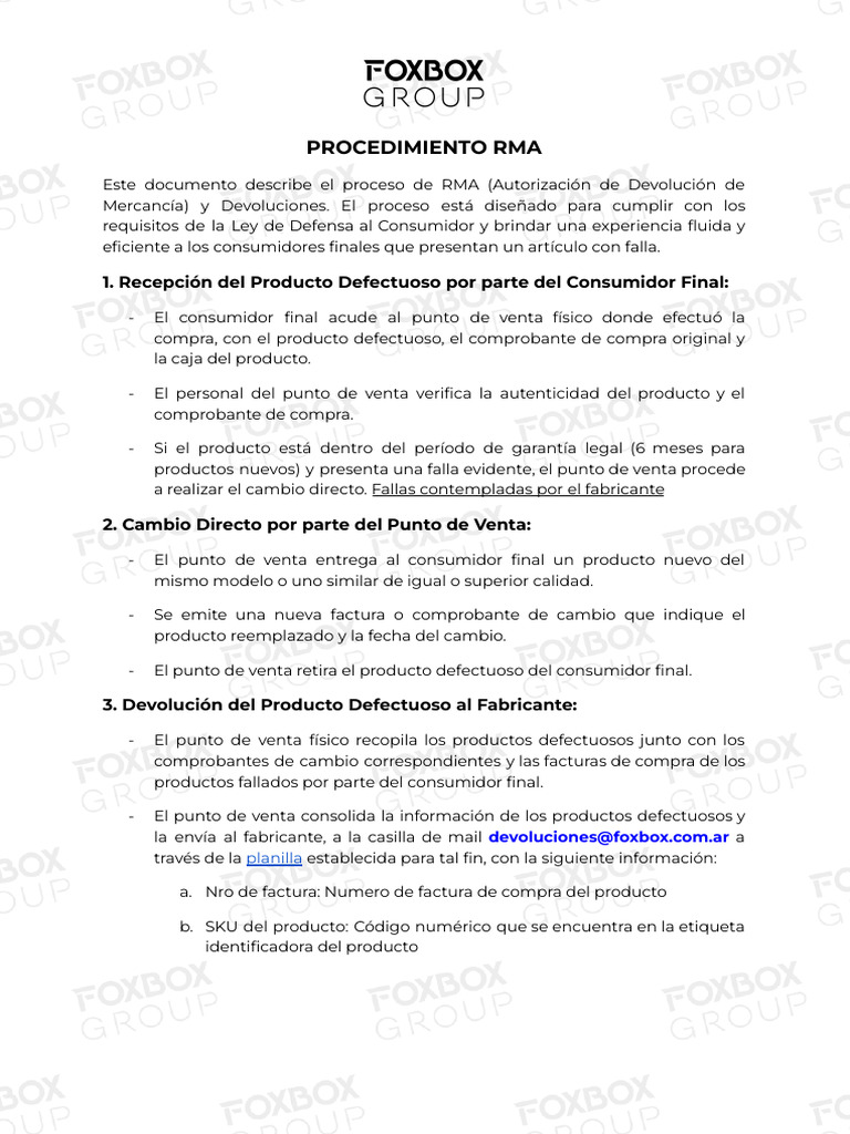 Proceso de RMA y Devoluciones | PDF | Los consumidores | Finanzas y dinero