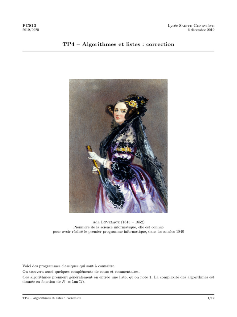 Algorithmes Listes Cahier de Correction | PDF