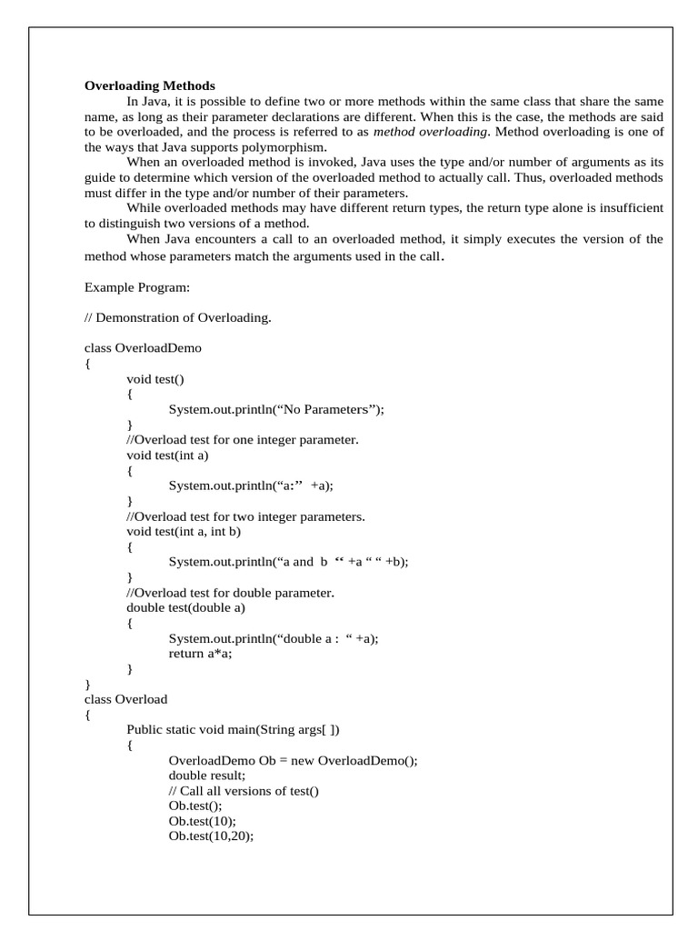 Overloading Methods | PDF