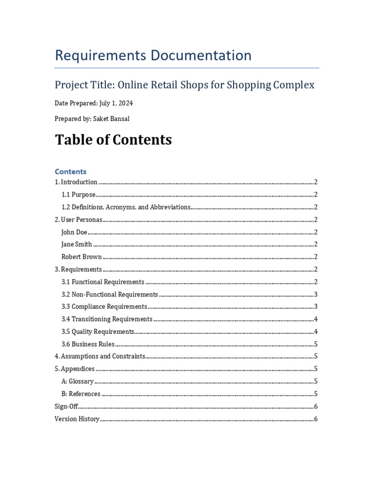 Requirements Documentation Sample 1721333374 | PDF