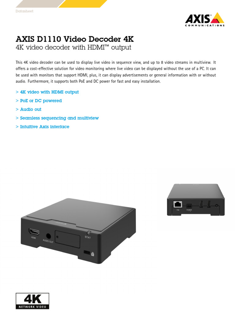 AXIS D1110 Video Decoder 4K | PDF