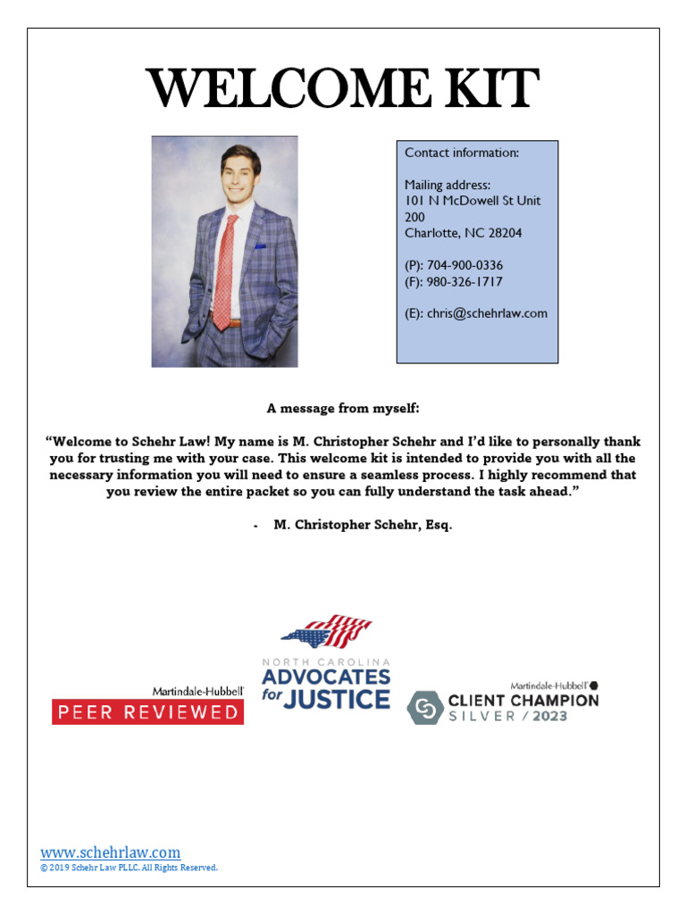 1698421930-Schehr Law New Client Welcome Kit | PDF