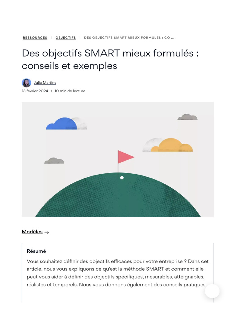 Exemples d'objectifs SMART efficaces | PDF | Planification ...