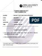 Cost Benefit Analysis Exam Paper - September 2011