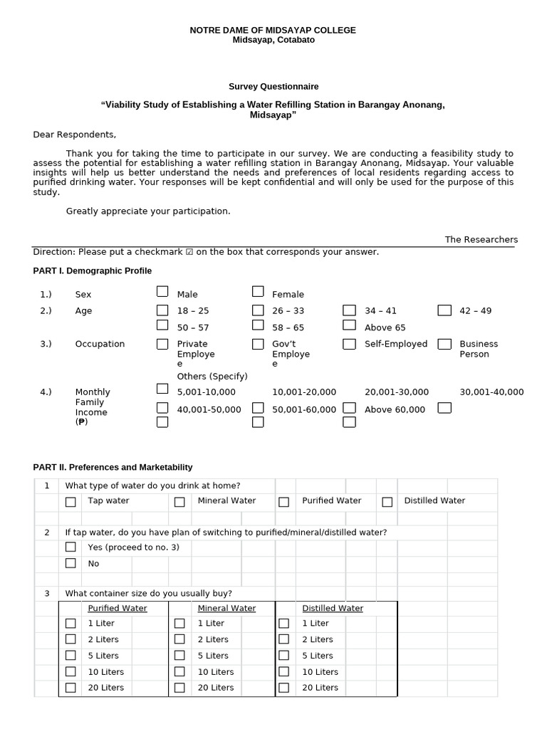 Questionnaire | PDF