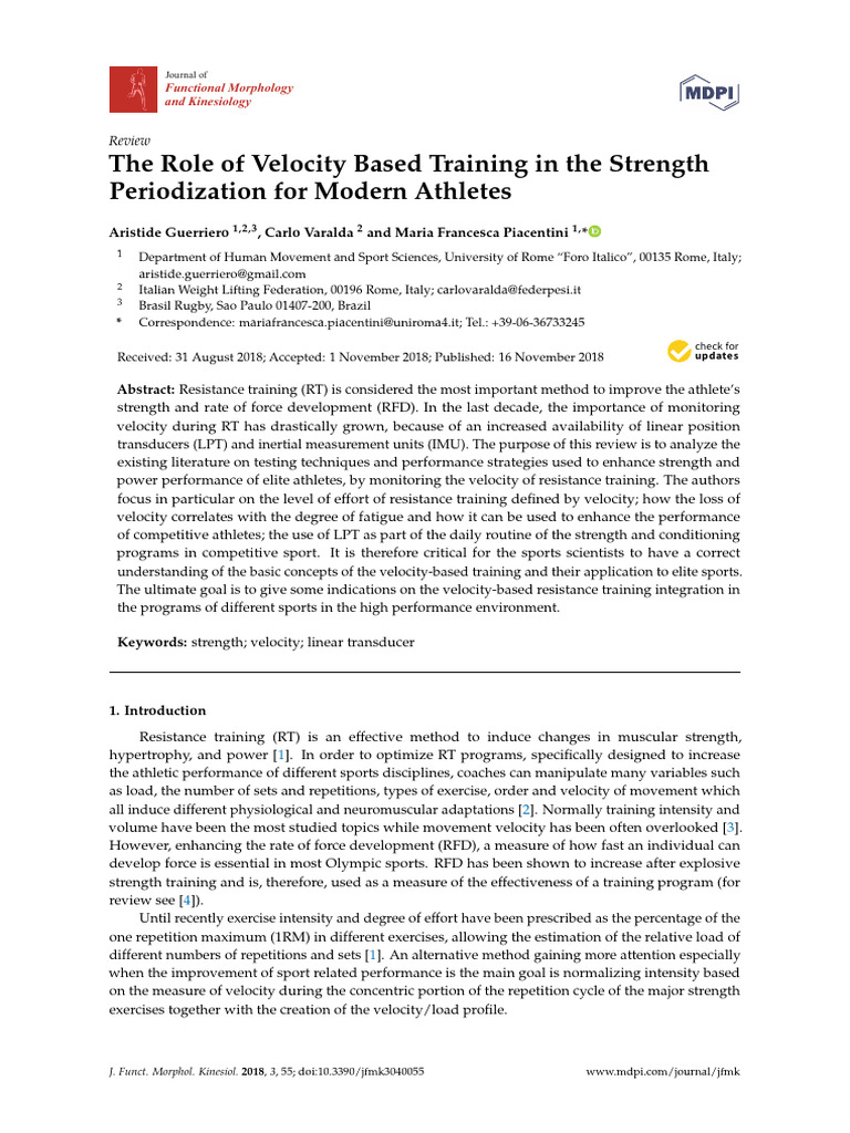 The Role of Velocity Based Training in T | PDF