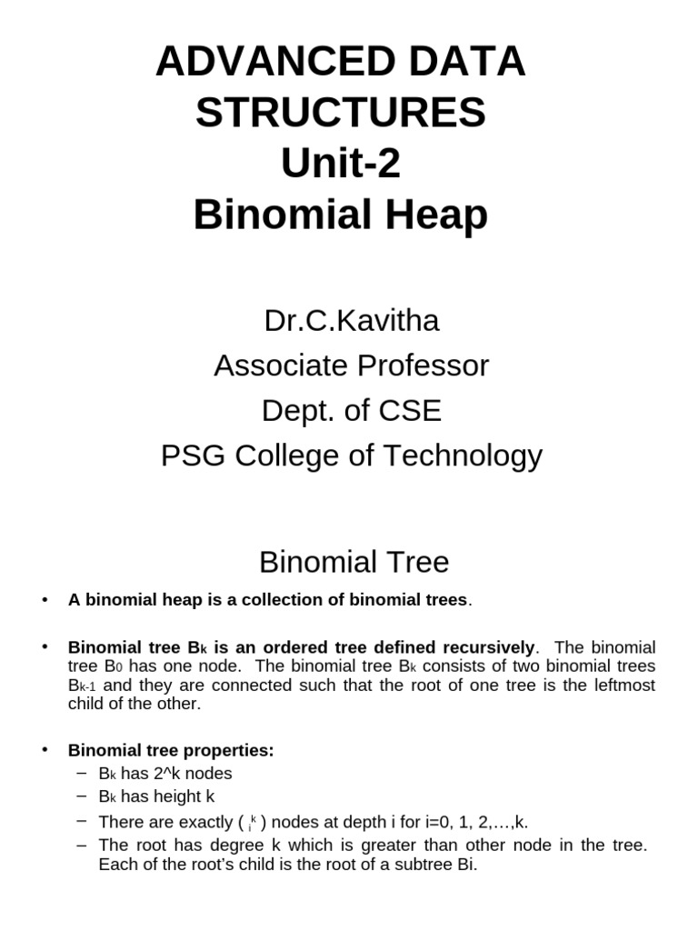 Unit-2-Binomial Heap | PDF