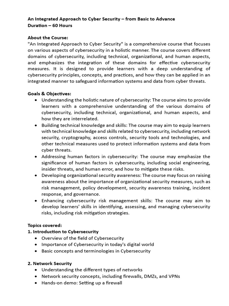 An Integrated Approach To Cyber Security | PDF