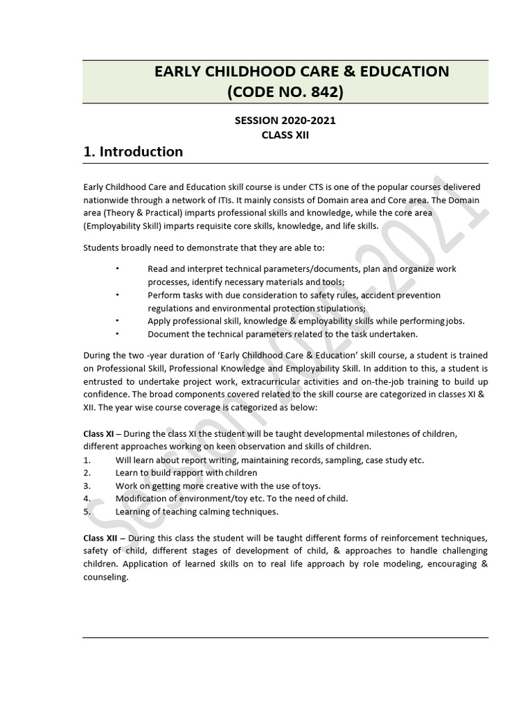 842 Early Childhood Care Education Xii Pdf