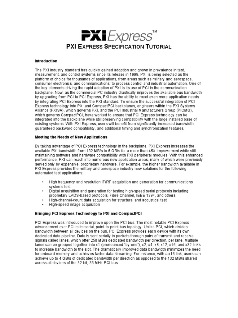 PXI Express Specification Tutorial PDF Computer Networking
