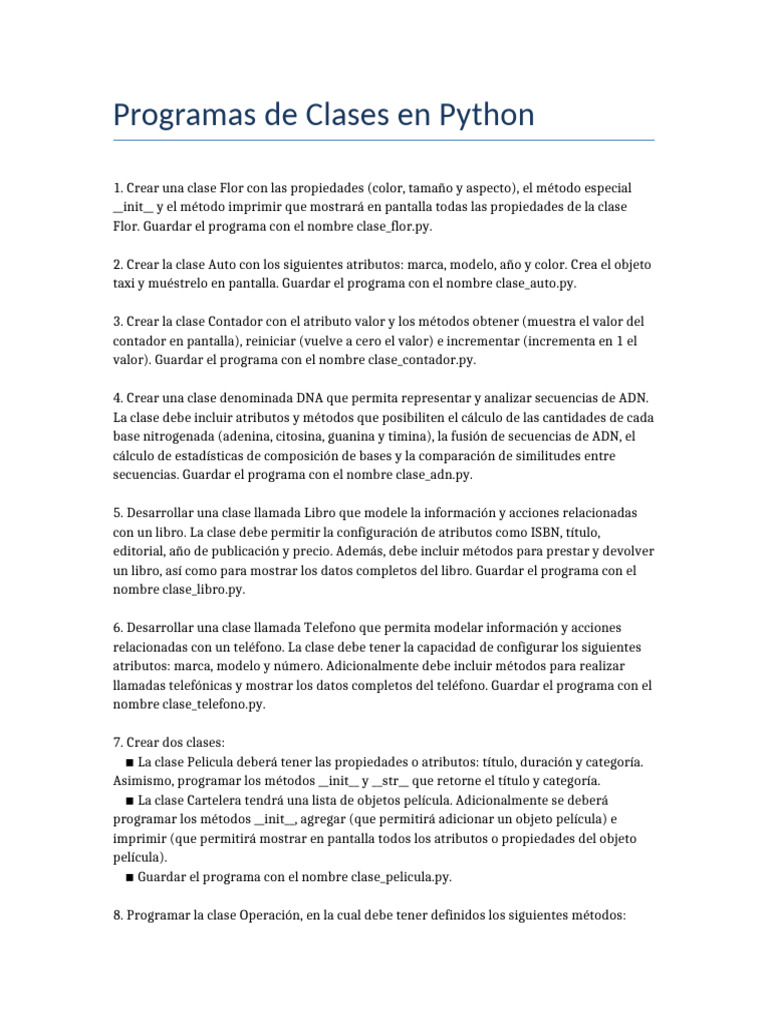 Instrucciones Clases Python | PDF