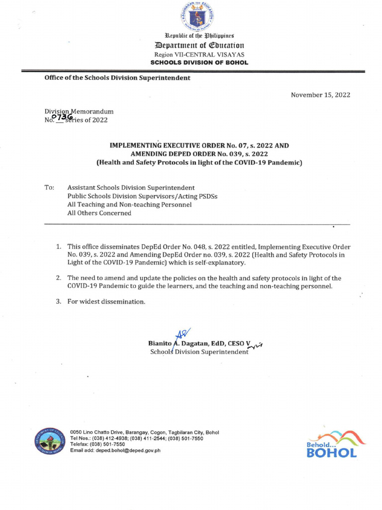DM No. 0736 S. 2022 1 | PDF