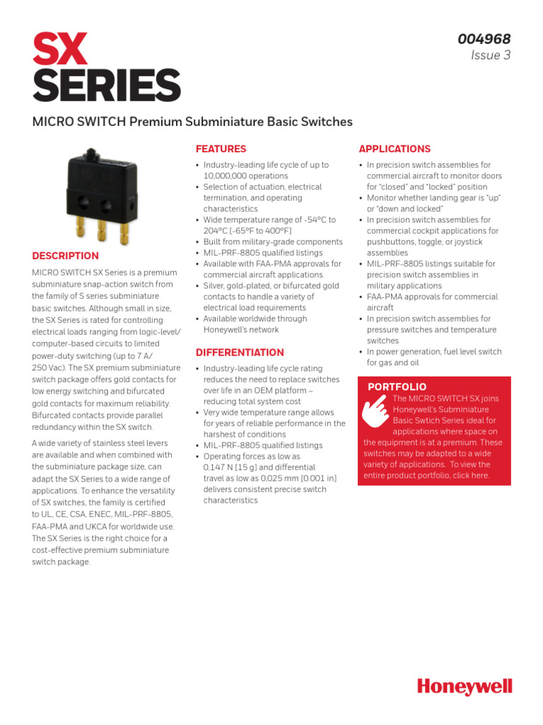 Sps Siot Micro Switch SX Basic Switch Product Sheet 004968 2 en Ciid ...