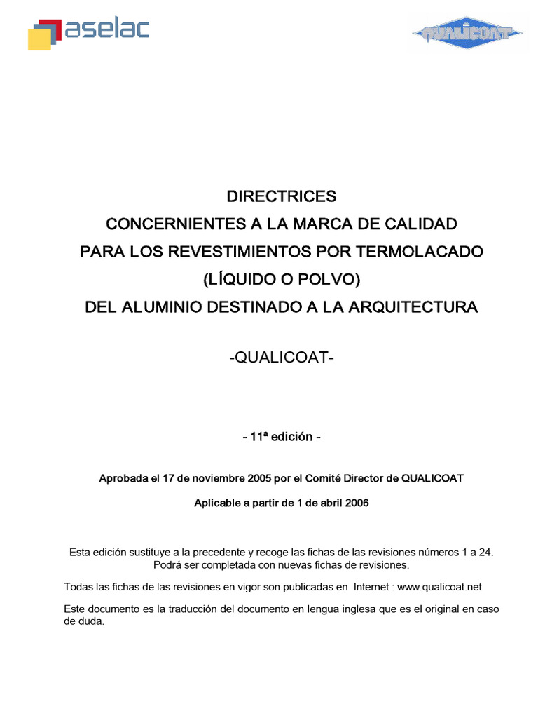 Qualicoat Specifications 11th Edition | PDF