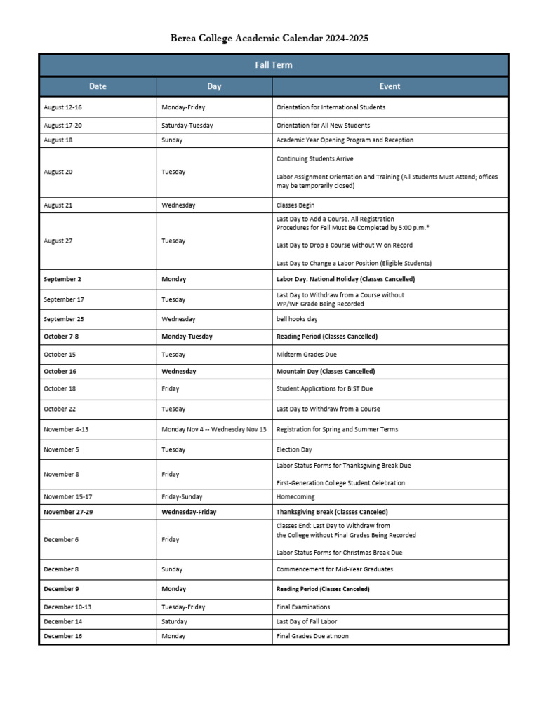Academic Calendar 2024 2025 Final | PDF