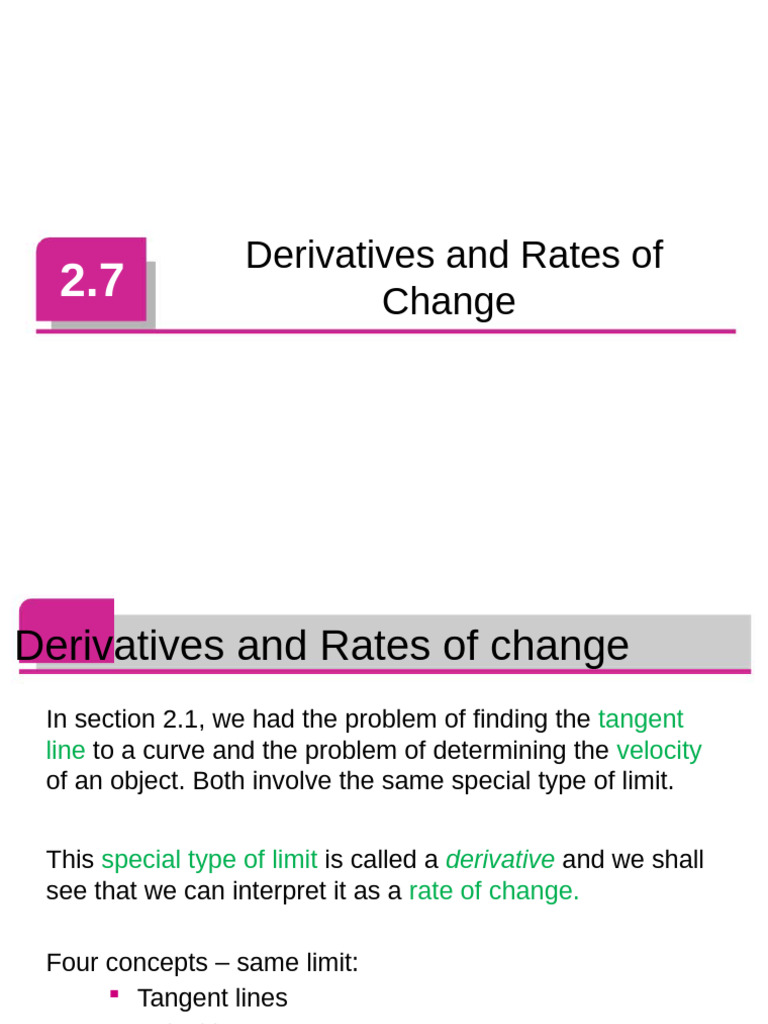 2.7 Derivatives and Rates of Change | PDF