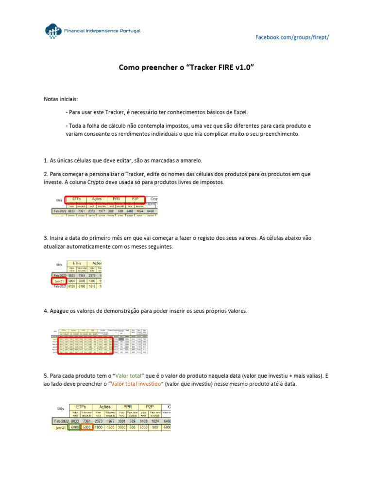 Como Preencher o FIRE Tracker v1.0 | PDF